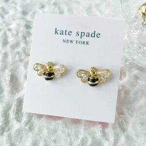 Kate Spade - all abuzz stone bee Gold black stud earrings - new